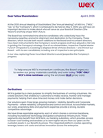 WEX Shareholder Letter